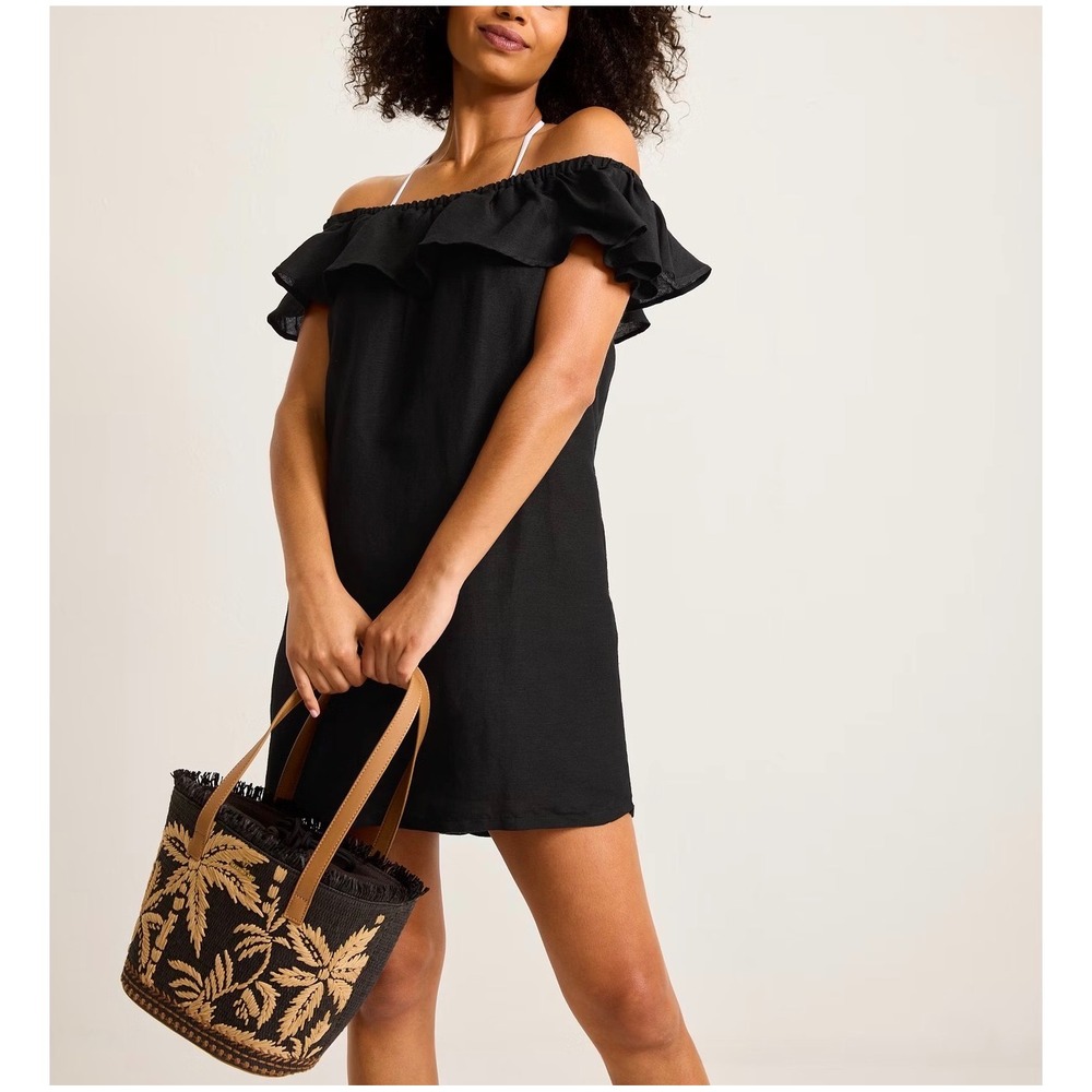 Tommy Bahama St. Lucia Linen-Blend Off-the-Shoulder Coverup Dress L Resortwear